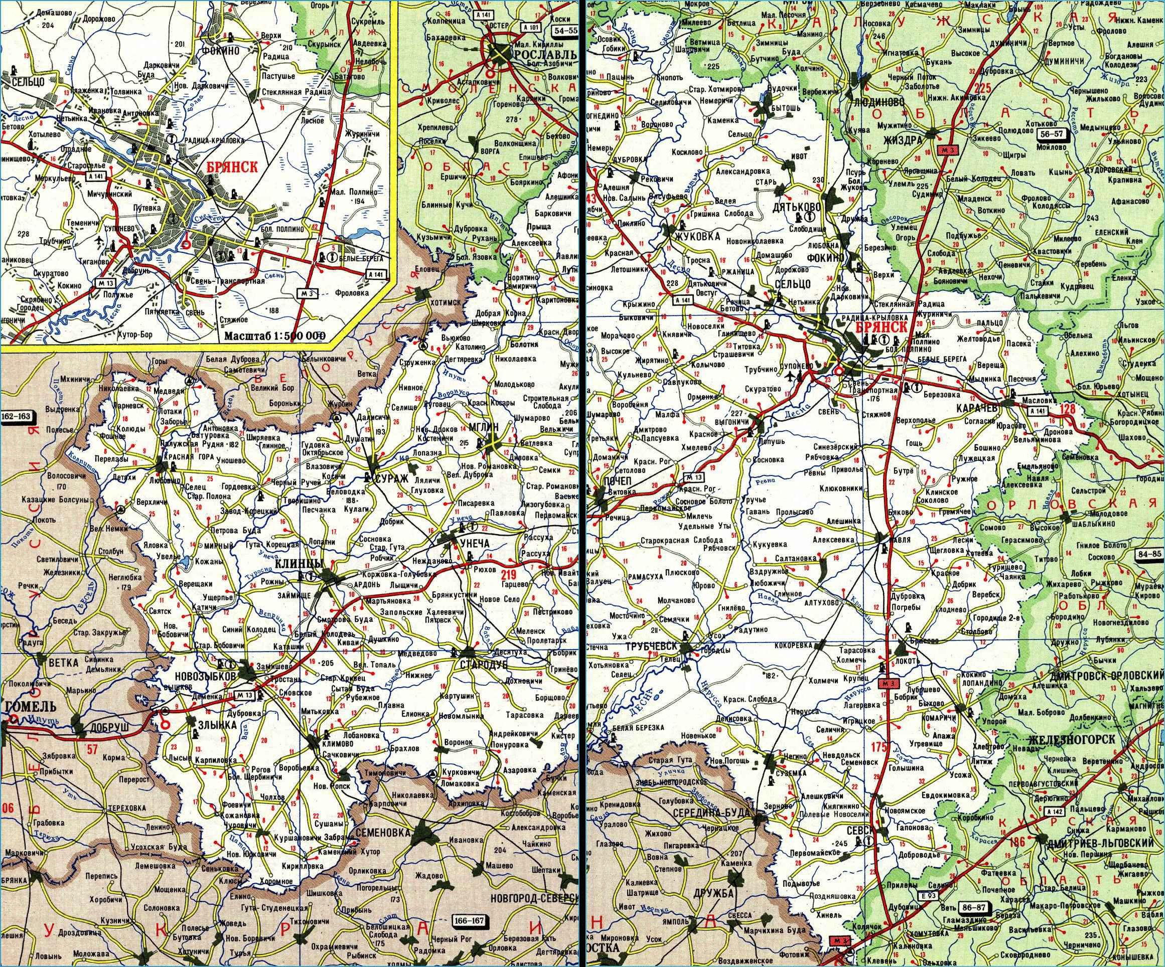 Подробная карта брянской области